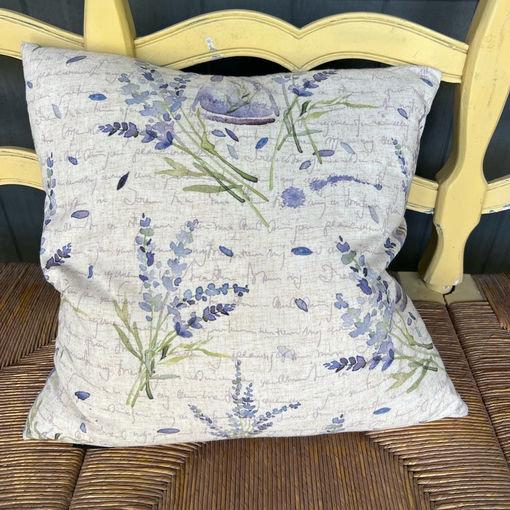 Millihome French Lavender Floral Print Down Filled Accent Pillow